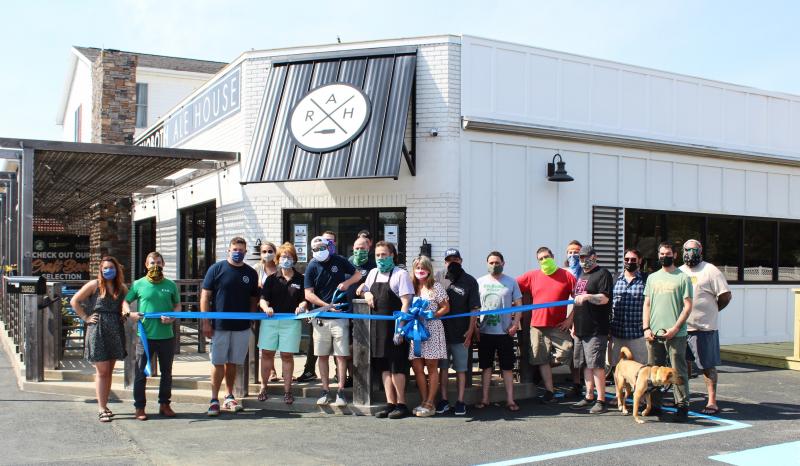 Rehoboth Ale House on the Mile ribbon-cutting attendees shown are (l-r) Abigail Kaiser, chamber; Andrew Fagg; Chuck Hudson, owner; Morgan O’Neill; Diane Batchik, owner; Adam Newman, owner; Mike Bakomenko; Daneen Bender; Danielle Smith; Brian Manza; Dante Cilia; Shaun Dubal; Justin Giles; Jack Masino; Tom Gaasbeck; Andy Fabriziani; Bryan Kauffman; and Reverend Boots in front. SUBMITTED PHOTO